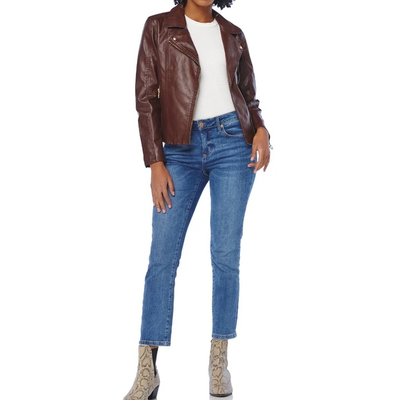 NWT Dex Plus Faux Leather Moto Jacket in Brick - Picture 4 of 16